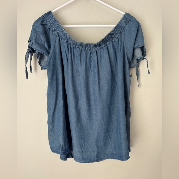 Wrangler Blue Flutter Sleeve Smocked‎ Blouse - Picture 1 of 7